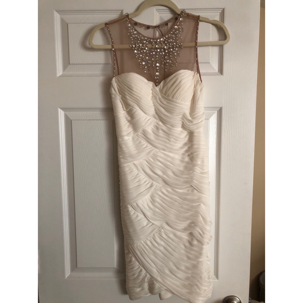 Illusion beaded neck dress